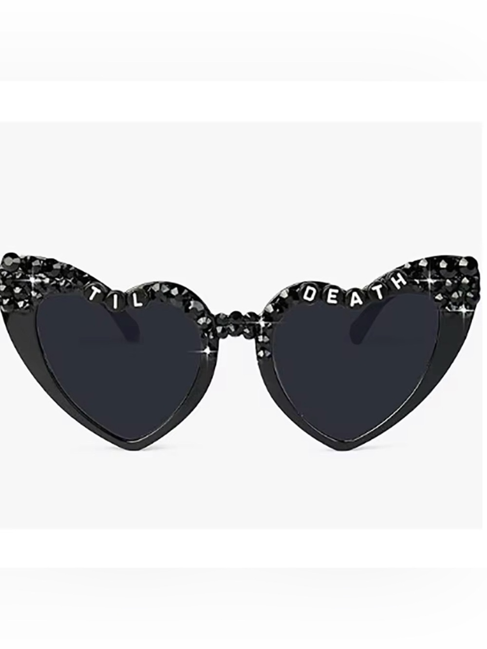 Nordstrom Black Heart-Shaped Sunglasses with Crystal Accents